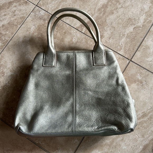 Tory Burch Perforated Logo Champagne Metallic Purse - Picture 3 of 5